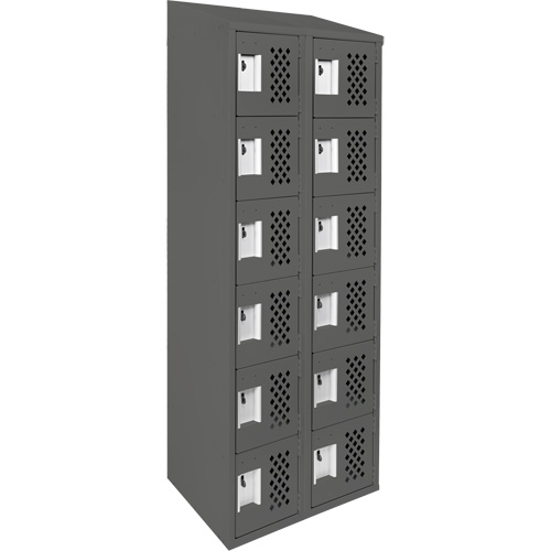 Assembled Lockerettes Clean Line Perforated Economy Lockers, 6 -tier, Bank of 2, 18" x 72" x 12", Steel Par Equipment