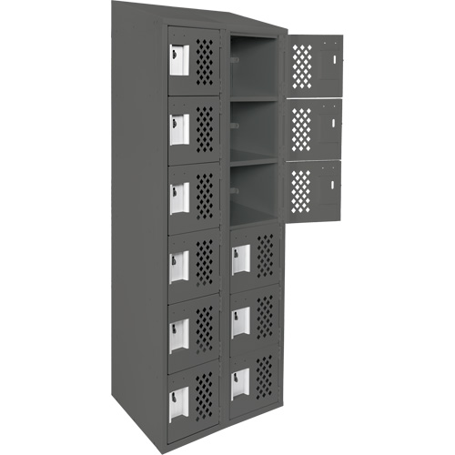 Assembled Lockerettes Clean Line Perforated Economy Lockers, 6 -tier, Bank of 2, 18" x 72" x 12", Steel Par Equipment
