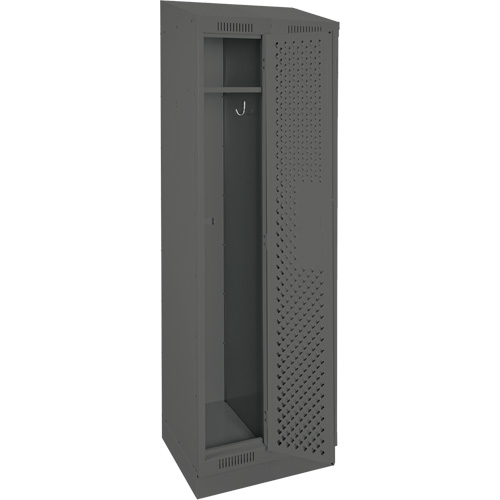 Clean Line Lockers, Bank of 2, 24" x 18" x 82", Steel, Charcoal, Rivet (Assembled), Perforated Par Equipment