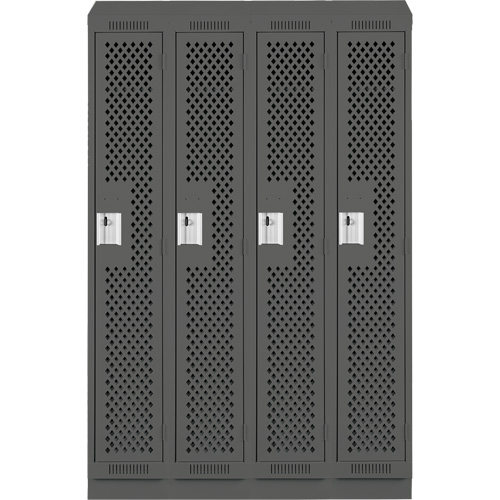 Clean Line Lockers, Bank of 4, 48" x 18" x 82", Steel, Charcoal, Rivet (Assembled), Perforated Par Equipment