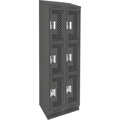 Casiers Clean Line, 3 niveaux, Bloc de 2, 24" x 18" x 82", Acier, Charbon, Rivet (assembl&eacute;), Perfor&eacute; Par Equipment