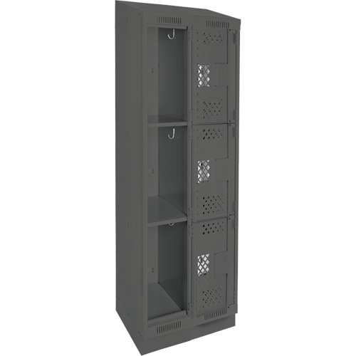 Casiers Clean Line, 3 niveaux, Bloc de 2, 24" x 18" x 82", Acier, Charbon, Rivet (assembl&eacute;), Perfor&eacute; Par Equipment