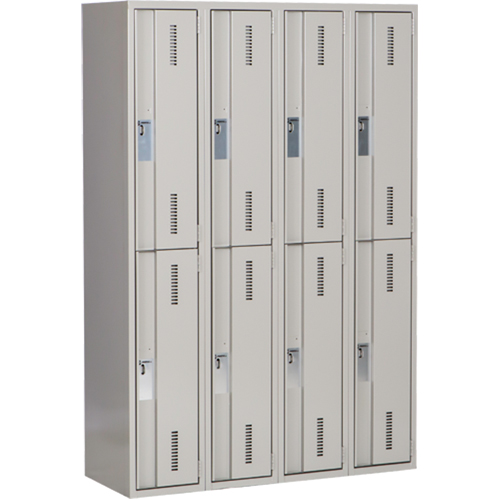 Concorde Heavy-Duty Lockers, 2 -tier, Bank of 4, 48" x 18" x 72", Steel, Grey, Welded (Assembled) Par Equipment