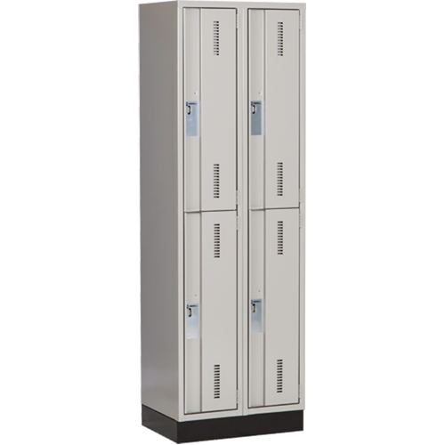 Concorde Heavy-Duty Lockers, 2 -tier, Bank of 2, 24" x 18" x 76", Steel, Grey, Welded (Assembled) Par Equipment