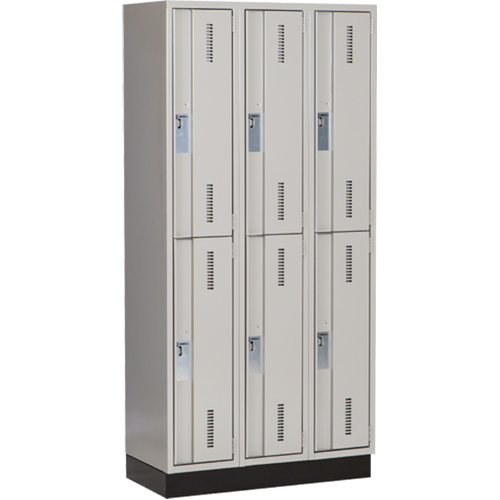 Concorde Heavy-Duty Lockers, 2 -tier, Bank of 3, 36" x 18" x 76", Steel, Grey, Welded (Assembled) Par Equipment