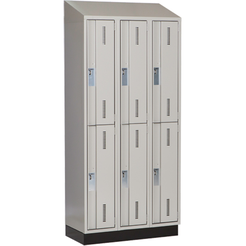 Concorde Heavy-Duty Lockers, 2 -tier, Bank of 3, 36" x 18" x 82", Steel, Grey, Welded (Assembled) Par Equipment