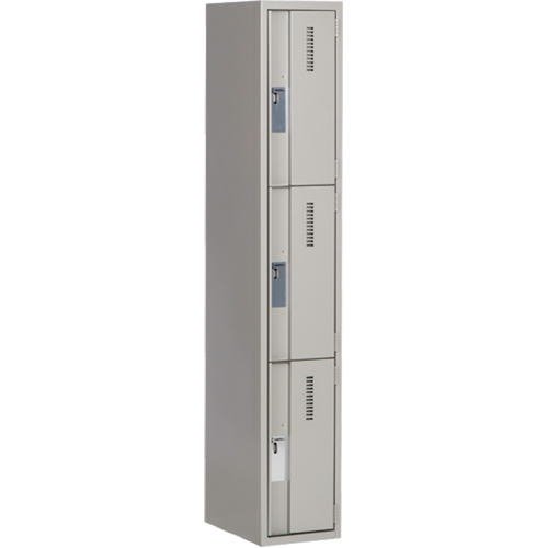 Concorde Heavy-Duty Lockers, 3 -tier, 12" x 18" x 72", Steel, Grey, Welded (Assembled) Par Equipment