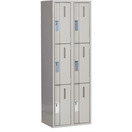 Concorde Heavy-Duty Lockers, 3 -tier, Bank of 2, 24" x 18" x 72", Steel, Grey, Welded (Assembled) Par Equipment