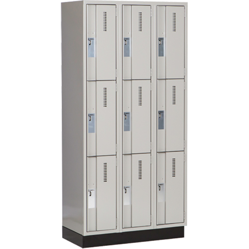 Concorde Heavy-Duty Lockers, 3 -tier, Bank of 3, 36" x 18" x 76", Steel, Grey, Welded (Assembled) Par Equipment