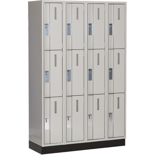 Concorde Heavy-Duty Lockers, 3 -tier, Bank of 4, 48" x 18" x 76", Steel, Grey, Welded (Assembled) Par Equipment
