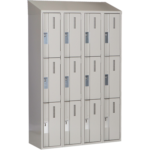 Concorde Heavy-Duty Lockers, 3 -tier, Bank of 4, 48" x 18" x 78", Steel, Grey, Welded (Assembled) Par Equipment