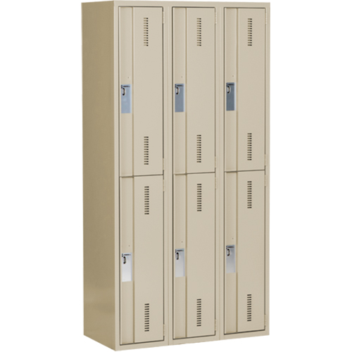 Concorde Heavy-Duty Lockers, 2 -tier, Bank of 3, 36" x 18" x 72", Steel, Beige, Welded (Assembled) Par Equipment