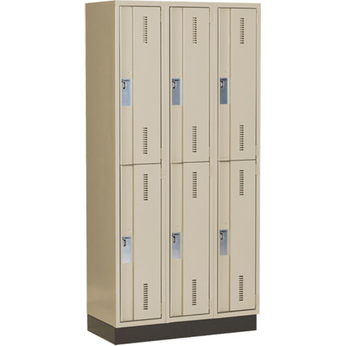 Concorde Heavy-Duty Lockers, 2 -tier, Bank of 3, 36" x 18" x 76", Steel, Beige, Welded (Assembled) Par Equipment
