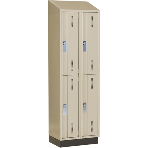 Concorde Heavy-Duty Lockers, 2 -tier, Bank of 2, 24" x 18" x 82", Steel, Beige, Welded (Assembled) Par Equipment