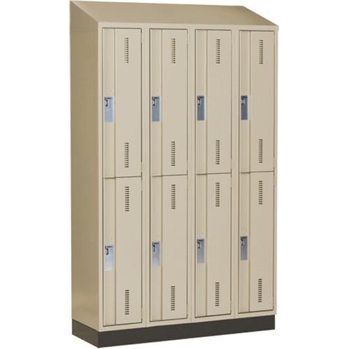 Concorde Heavy-Duty Lockers, 2 -tier, Bank of 4, 48" x 18" x 82", Steel, Beige, Welded (Assembled) Par Equipment