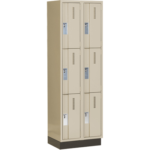 Concorde Heavy-Duty Lockers, 3 -tier, Bank of 2, 24" x 18" x 76", Steel, Beige, Welded (Assembled) Par Equipment