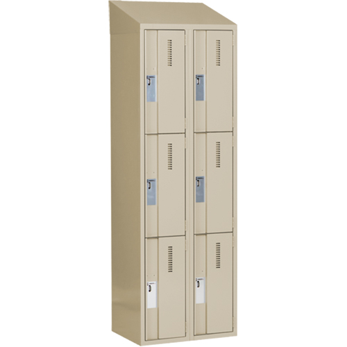 Casiers robustes Concorde, 3 niveaux, Bloc de 2, 24" x 18" x 78", Acier, Beige, Soud&eacute; (assembl&eacute;) Par Equipment