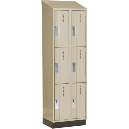 Concorde Heavy-Duty Lockers, 3 -tier, Bank of 2, 24" x 18" x 82", Steel, Beige, Welded (Assembled) Par Equipment