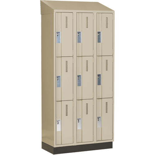 Concorde Heavy-Duty Lockers, 3 -tier, Bank of 3, 36" x 18" x 82", Steel, Beige, Welded (Assembled) Par Equipment
