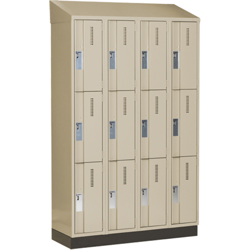 Concorde Heavy-Duty Lockers, 3 -tier, Bank of 4, 48" x 18" x 82", Steel, Beige, Welded (Assembled) Par Equipment