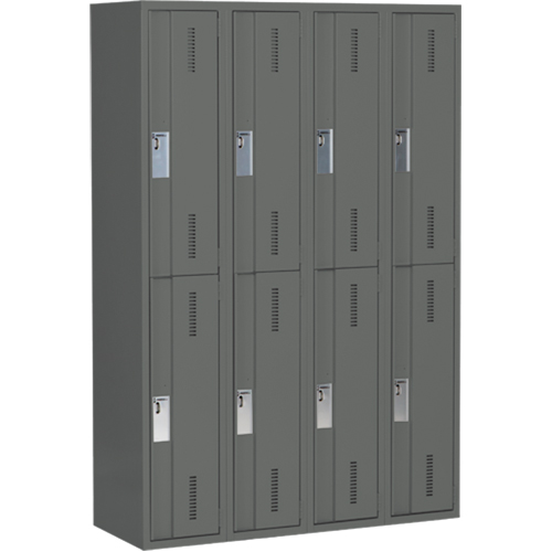 Concorde Heavy-Duty Lockers, 2 -tier, Bank of 4, 48" x 18" x 72", Steel, Charcoal, Welded (Assembled) Par Equipment
