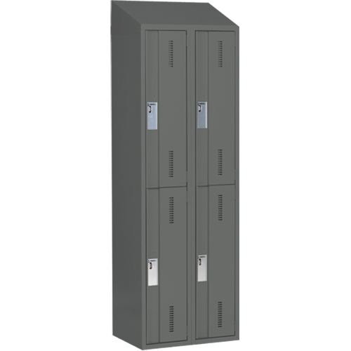 Concorde Heavy-Duty Lockers, 2 -tier, Bank of 2, 24" x 18" x 78", Steel, Charcoal, Welded (Assembled) Par Equipment
