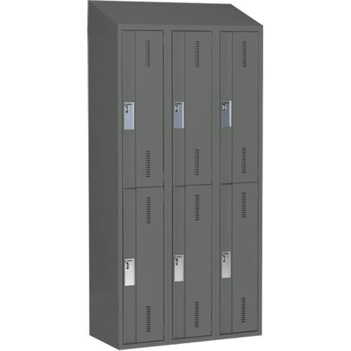 Concorde Heavy-Duty Lockers, 2 -tier, Bank of 3, 36" x 18" x 78", Steel, Charcoal, Welded (Assembled) Par Equipment