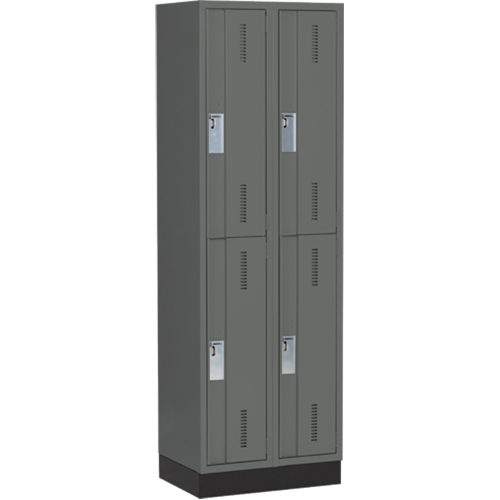 Concorde Heavy-Duty Lockers, 2 -tier, Bank of 2, 24" x 18" x 76", Steel, Charcoal, Welded (Assembled) Par Equipment