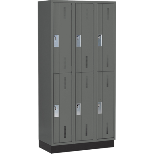 Concorde Heavy-Duty Lockers, 2 -tier, Bank of 3, 36" x 18" x 76", Steel, Charcoal, Welded (Assembled) Par Equipment
