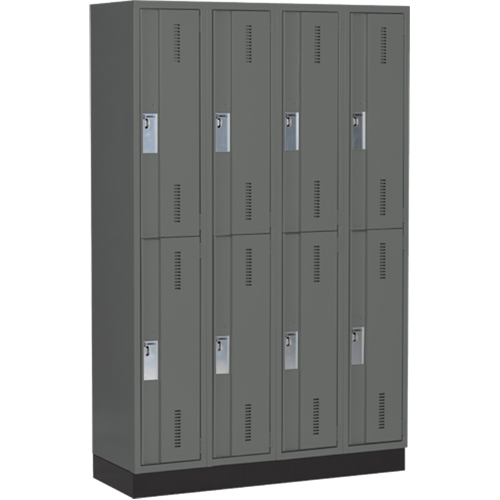 Concorde Heavy-Duty Lockers, 2 -tier, Bank of 4, 48" x 18" x 76", Steel, Charcoal, Welded (Assembled) Par Equipment