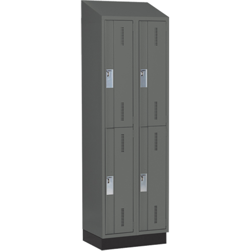 Concorde Heavy-Duty Lockers, 2 -tier, Bank of 2, 24" x 18" x 82", Steel, Charcoal, Welded (Assembled) Par Equipment