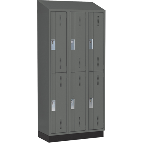 Concorde Heavy-Duty Lockers, 2 -tier, Bank of 3, 36" x 18" x 82", Steel, Charcoal, Welded (Assembled) Par Equipment