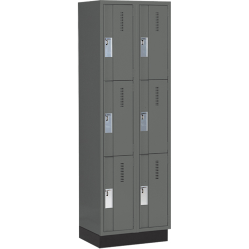Concorde Heavy-Duty Lockers, 3 -tier, Bank of 2, 24" x 18" x 76", Steel, Charcoal, Welded (Assembled) Par Equipment
