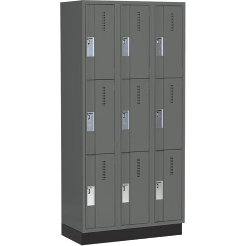 Concorde Heavy-Duty Lockers, 3 -tier, Bank of 3, 36" x 18" x 76", Steel, Charcoal, Welded (Assembled) Par Equipment