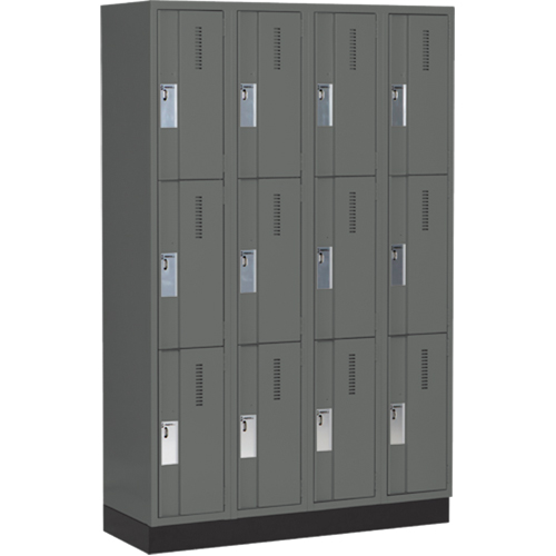 Casiers robustes Concorde, 3 niveaux, Bloc de 4, 48" x 18" x 76", Acier, Charbon, Soud&eacute; (assembl&eacute;) Par Equipment