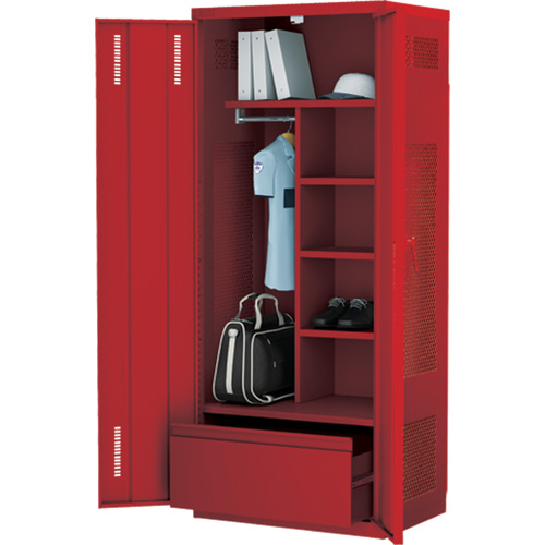 Deluxe Gear Locker, Steel, 36" W x 24" D x 72" H, Red Par Equipment