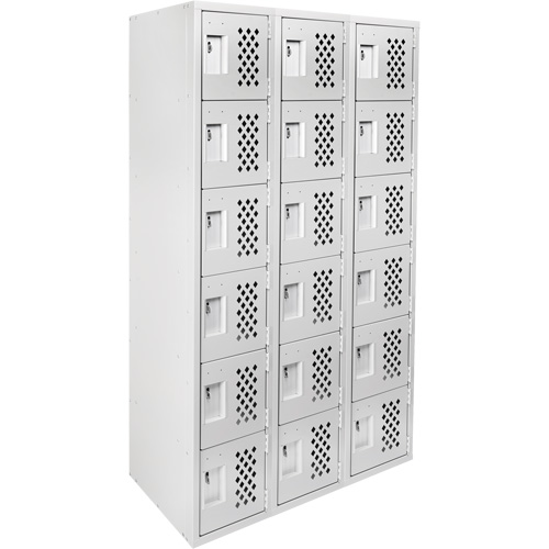 Clean-Line Perforated Lockerette, 6 -tier, Bank of 3, 15" x 72" x 12", Steel Par Equipment