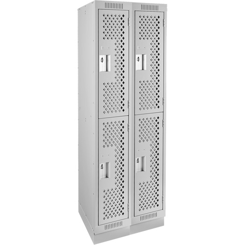 Casiers Clean Line, 2 niveaux, Bloc de 2, 24" x 12" x 76", Acier, Gris, Rivet (assembl&eacute;), Perfor&eacute; Par Equipment