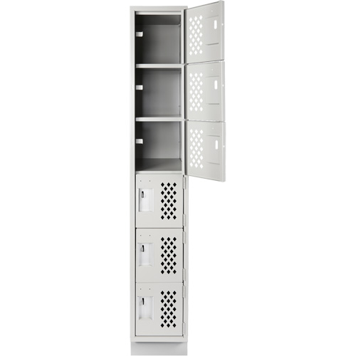 Assembled Lockerettes Clean Line Perforated Economy Lockers, 6 -tier, 18" x 72" x 12", Steel Par Equipment
