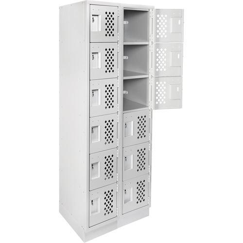 Assembled Lockerettes Clean Line Perforated Economy Lockers, 6 -tier, Bank of 2, 18" x 72" x 12", Steel Par Equipment