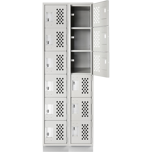Assembled Lockerettes Clean Line Perforated Economy Lockers, 6 -tier, Bank of 2, 18" x 72" x 12", Steel Par Equipment