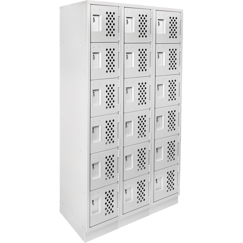 Assembled Lockerettes Clean Line Perforated Economy Lockers, 6 -tier, Bank of 3, 18" x 72" x 12", Steel Par Equipment