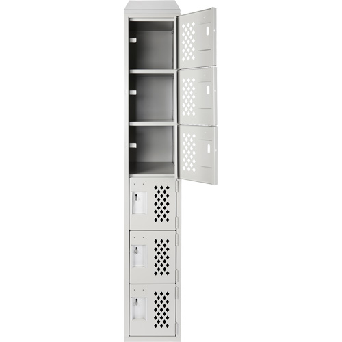Assembled Lockerettes Clean Line Perforated Economy Lockers, 6 -tier, 18" x 72" x 12", Steel Par Equipment