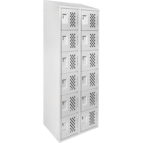 Clean-Line Perforated Lockerette, 6 -tier, Bank of 2, 15" x 72" x 12", Steel Par Equipment