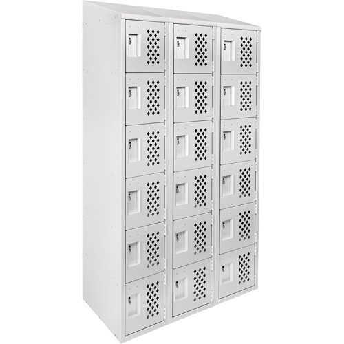 Clean-Line Perforated Lockerette, 6 -tier, Bank of 3, 15" x 72" x 12", Steel Par Equipment