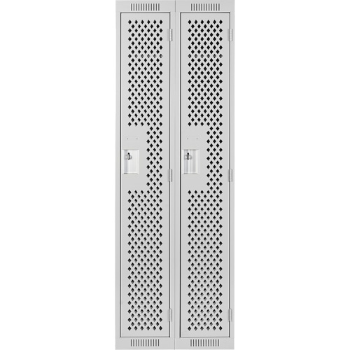 Clean Line Lockers, 2 -tier, 12" x 15" x 72", Steel, Grey, Rivet (Assembled), Perforated Par Equipment