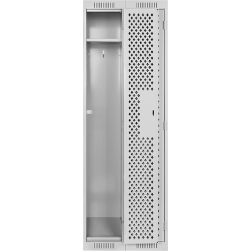 Clean Line Lockers, 2 -tier, 12" x 15" x 72", Steel, Grey, Rivet (Assembled), Perforated Par Equipment