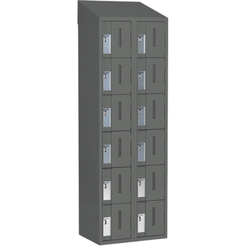 Concorde Heavy-Duty Lockers, 6 -tier, Bank of 2, 24" x 18" x 78", Steel, Charcoal, Welded (Assembled) Par Equipment