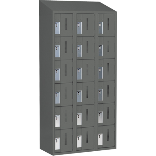 Concorde Heavy-Duty Lockers, 6 -tier, Bank of 3, 36" x 18" x 78", Steel, Charcoal, Welded (Assembled) Par Equipment