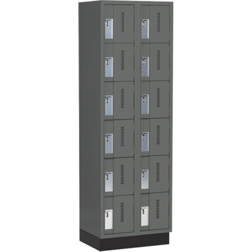 Concorde Heavy-Duty Lockers, 6 -tier, Bank of 2, 24" x 18" x 76", Steel, Charcoal, Welded (Assembled) Par Equipment